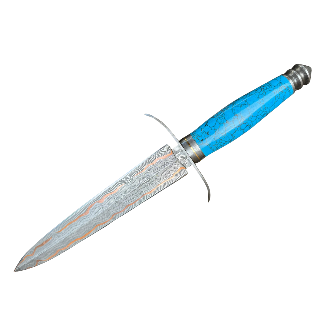 Handmade Damascus Steel Hunting Knife Fixed Blade Knife with Leather Sheath