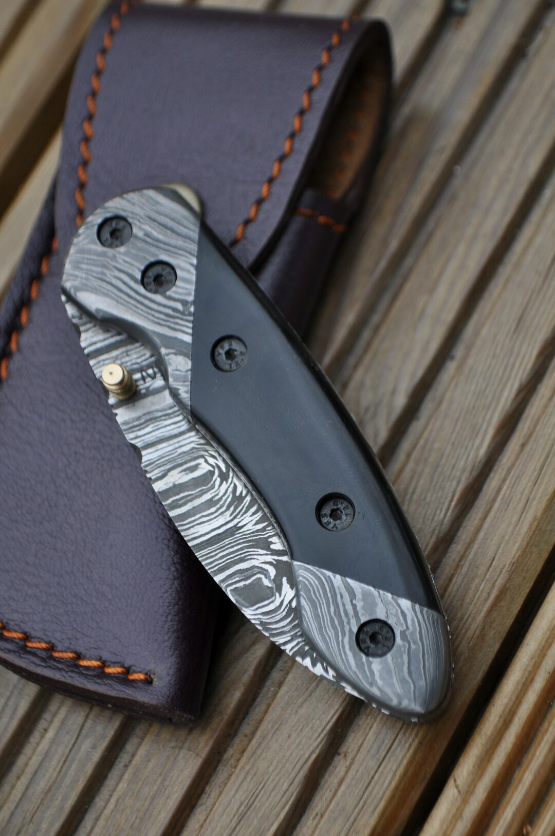 Handmade Damascus Pocket Knife - Beautiful Folding Knife