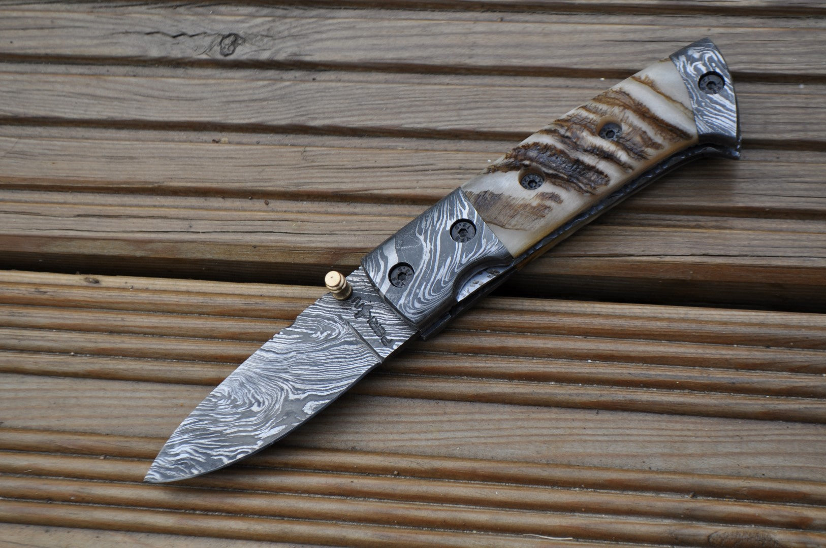 Handmade Damascus Pocket Knife - Folding Knife with Lock