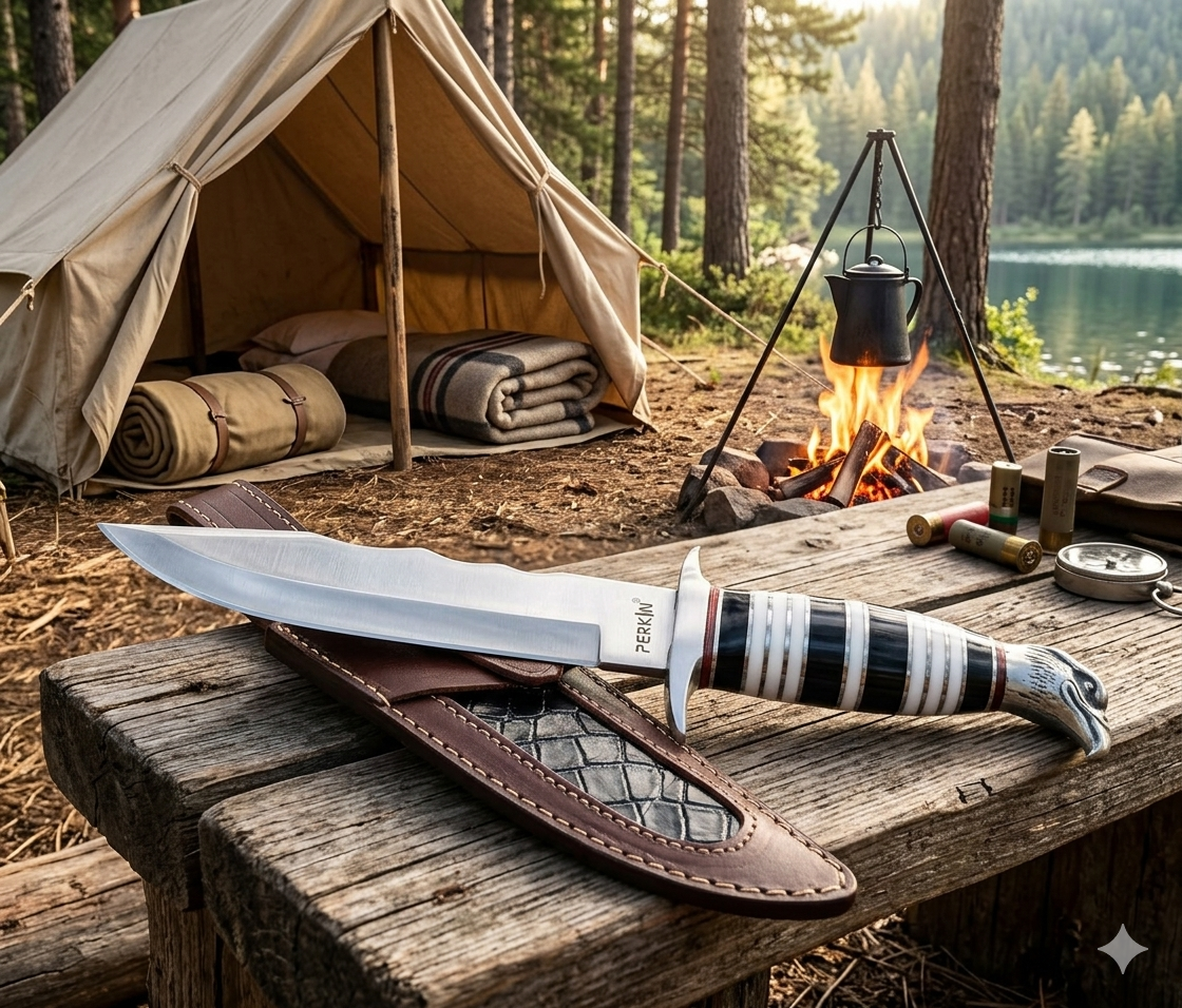 Hamdmade Hunting Knife With Leather Sheath