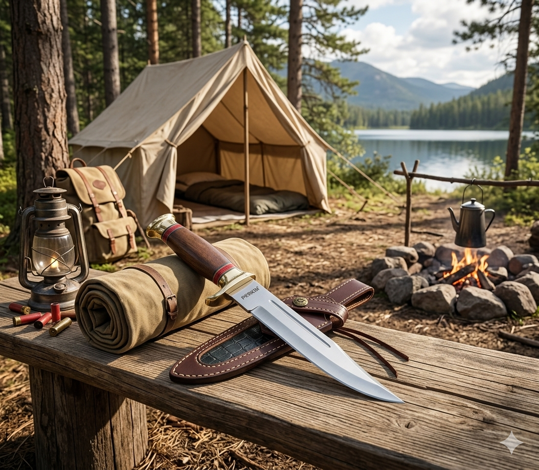 Handmade Hunting Knife Bowie Knife with Leather Sheath