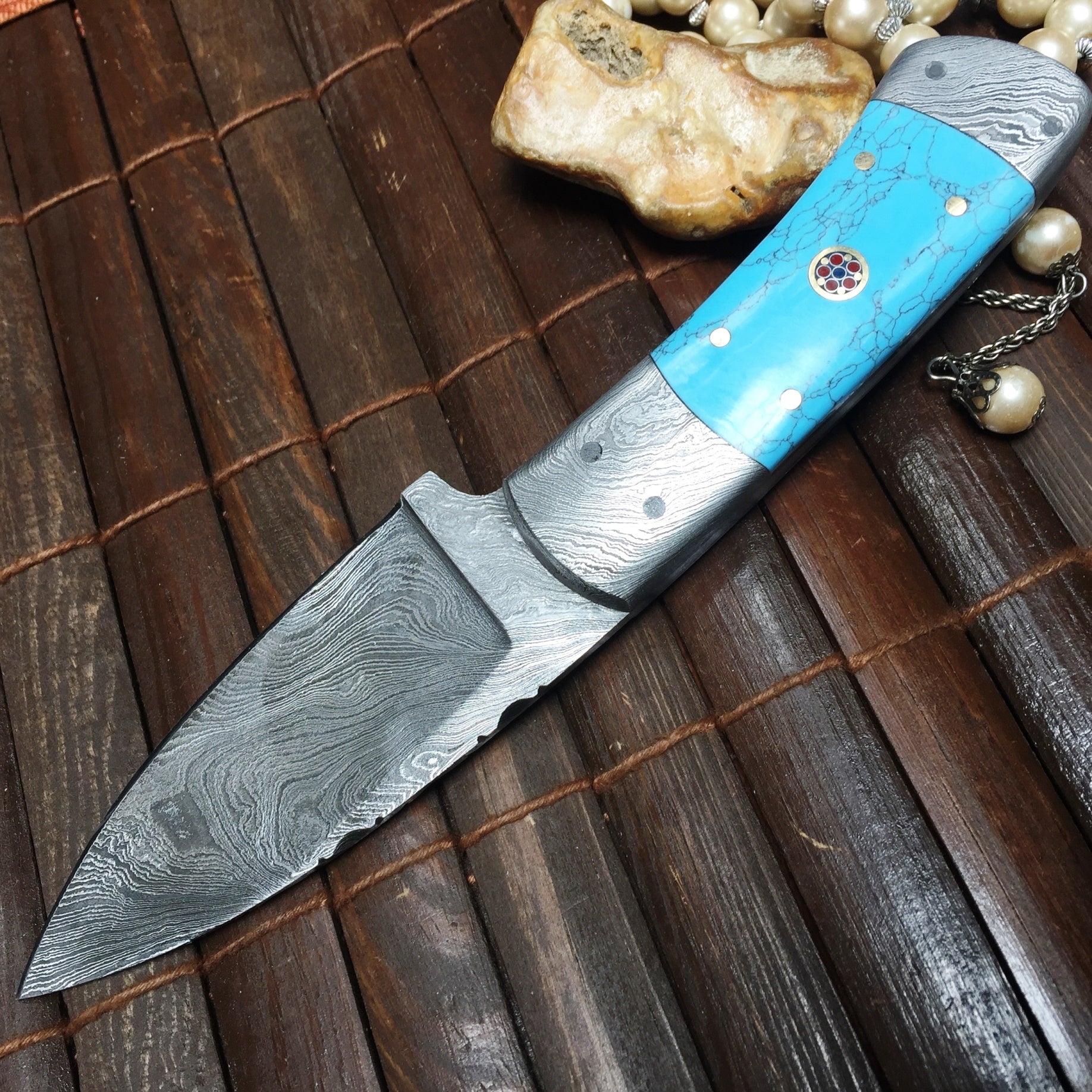 Mosaic Wood Layered-Steel Hunting Knife