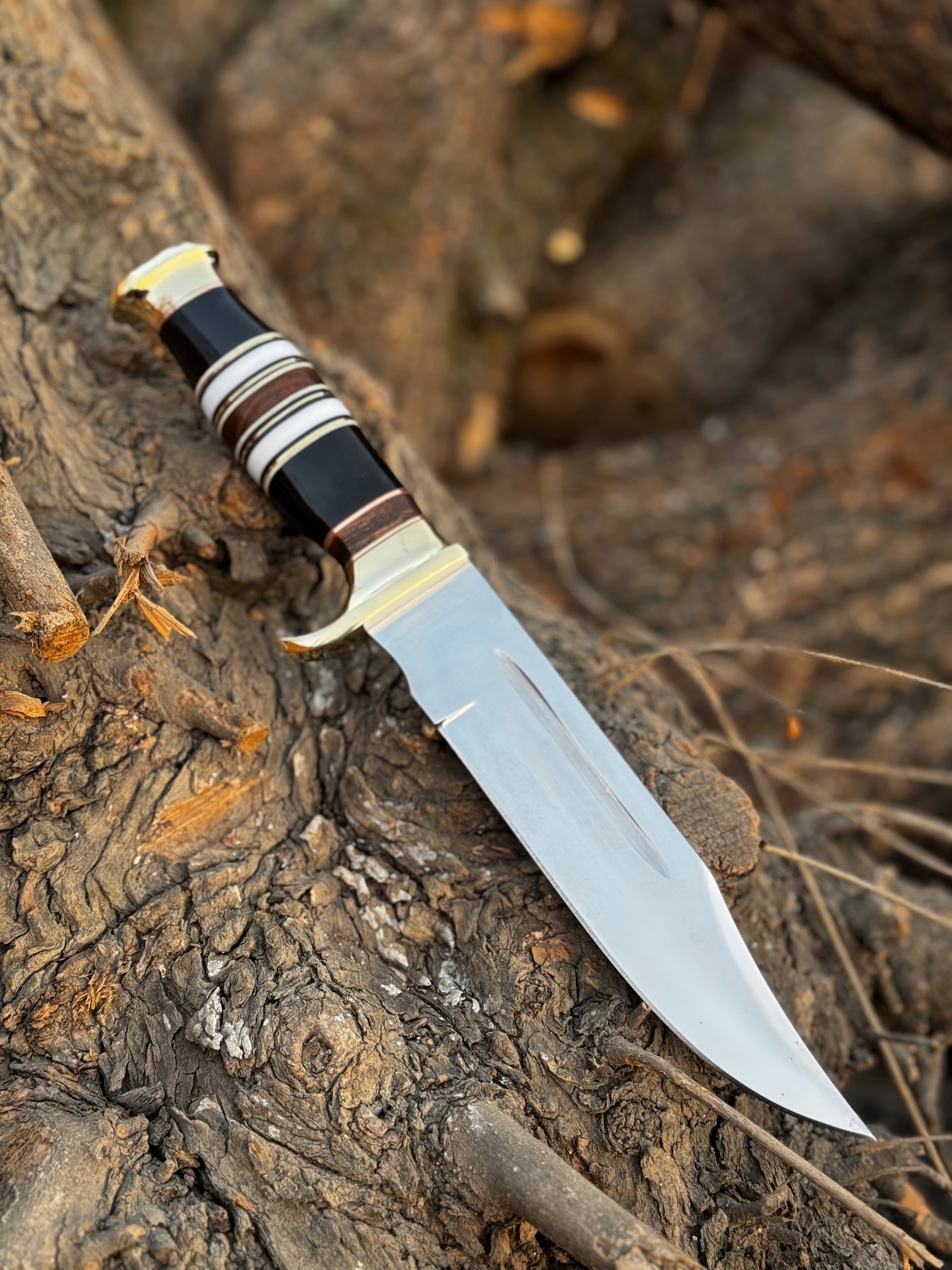 Handmade Hunting Knife Bowie Knife with Leather Sheath