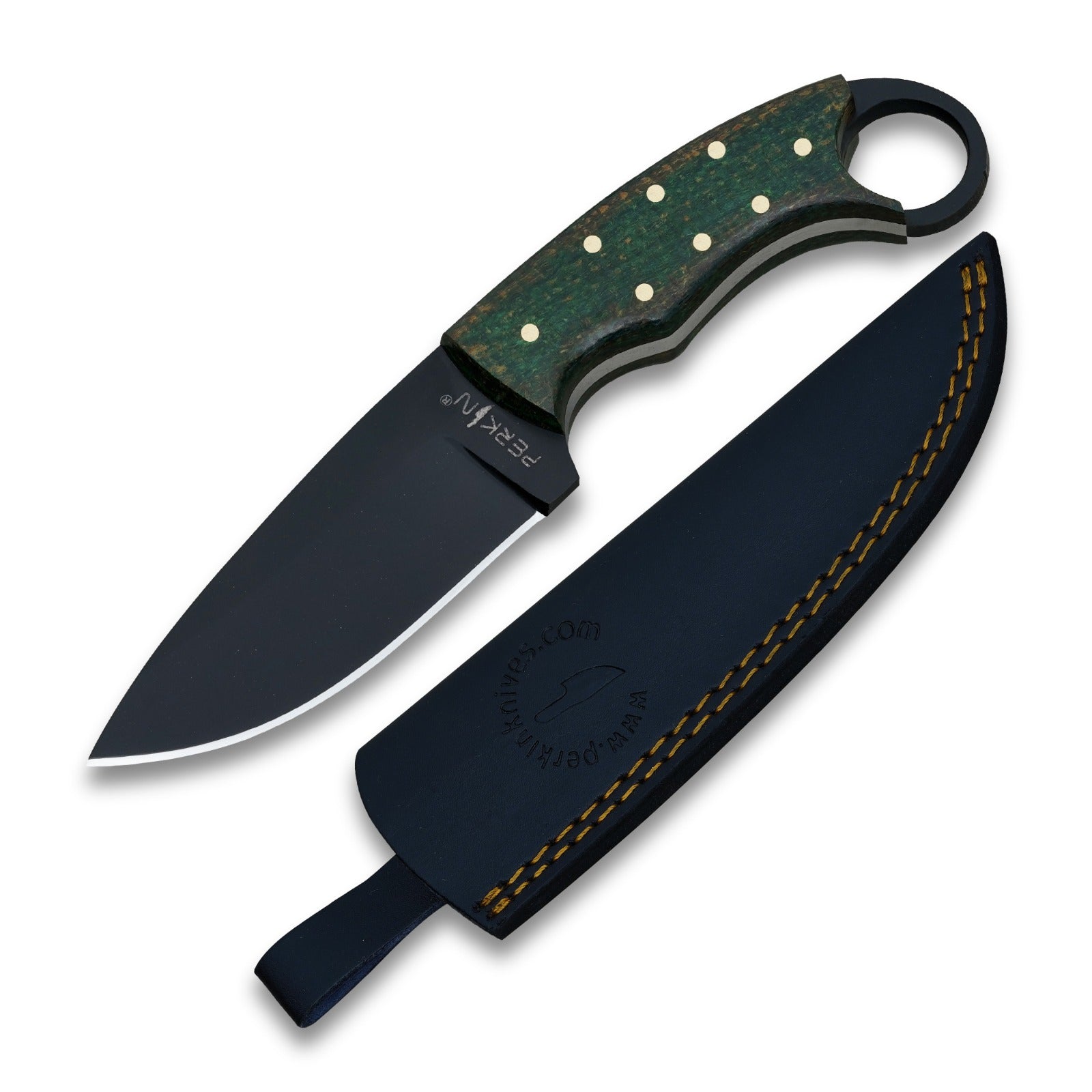 Perkin Hunting Knife With with Leather Sheath Full Tang Fixed Blade Knife Bushcraft Knife with Sheath - CMH355