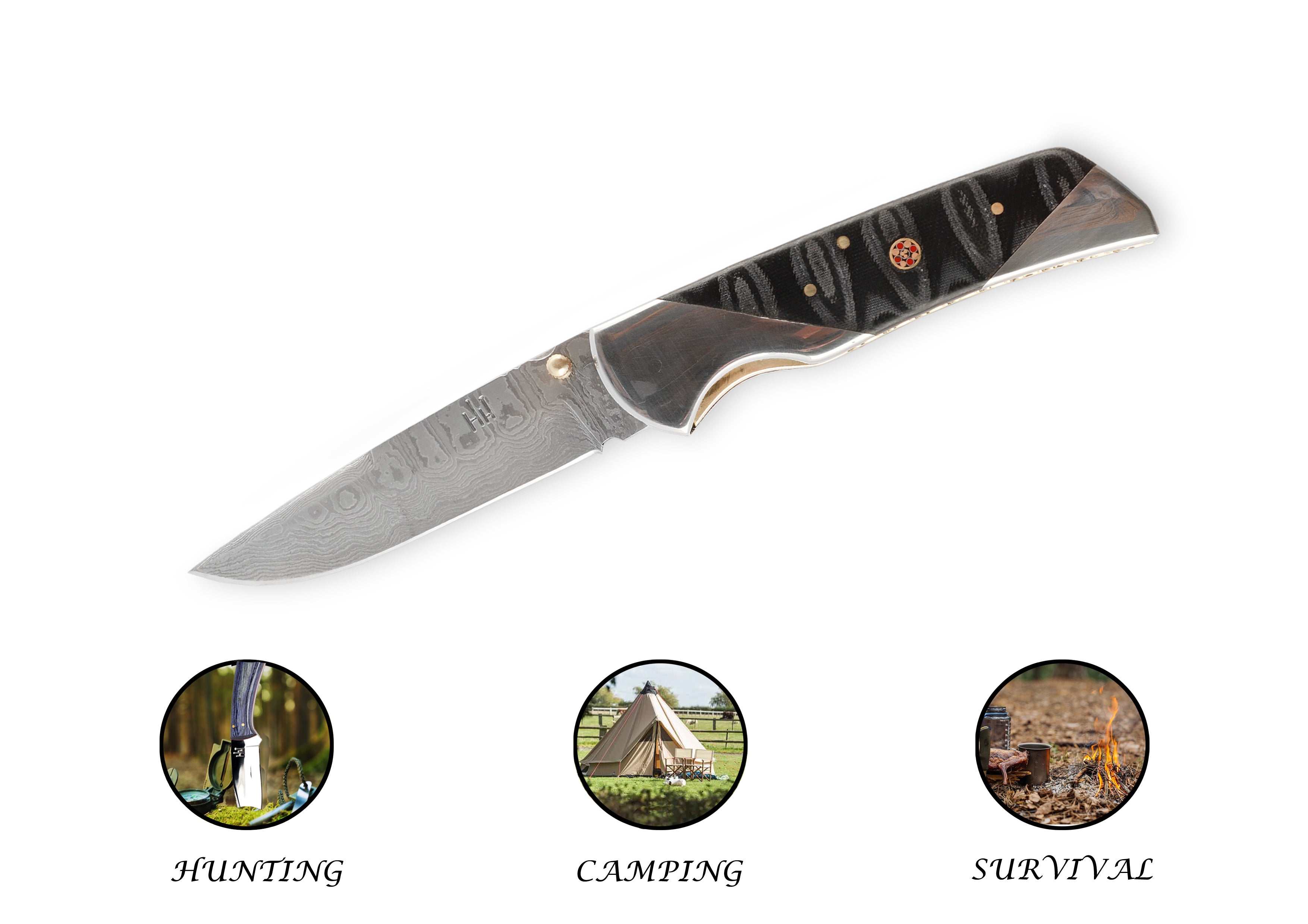 Damascus Steel Pocket Knife Folding Knife