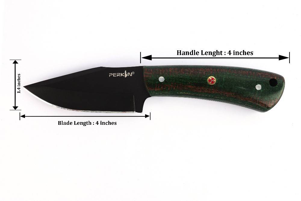 Perkin Hunting Knife With with Leather Sheath Full Tang Fixed Blade Knife Bushcraft Knife Skinning Knife - Bush252