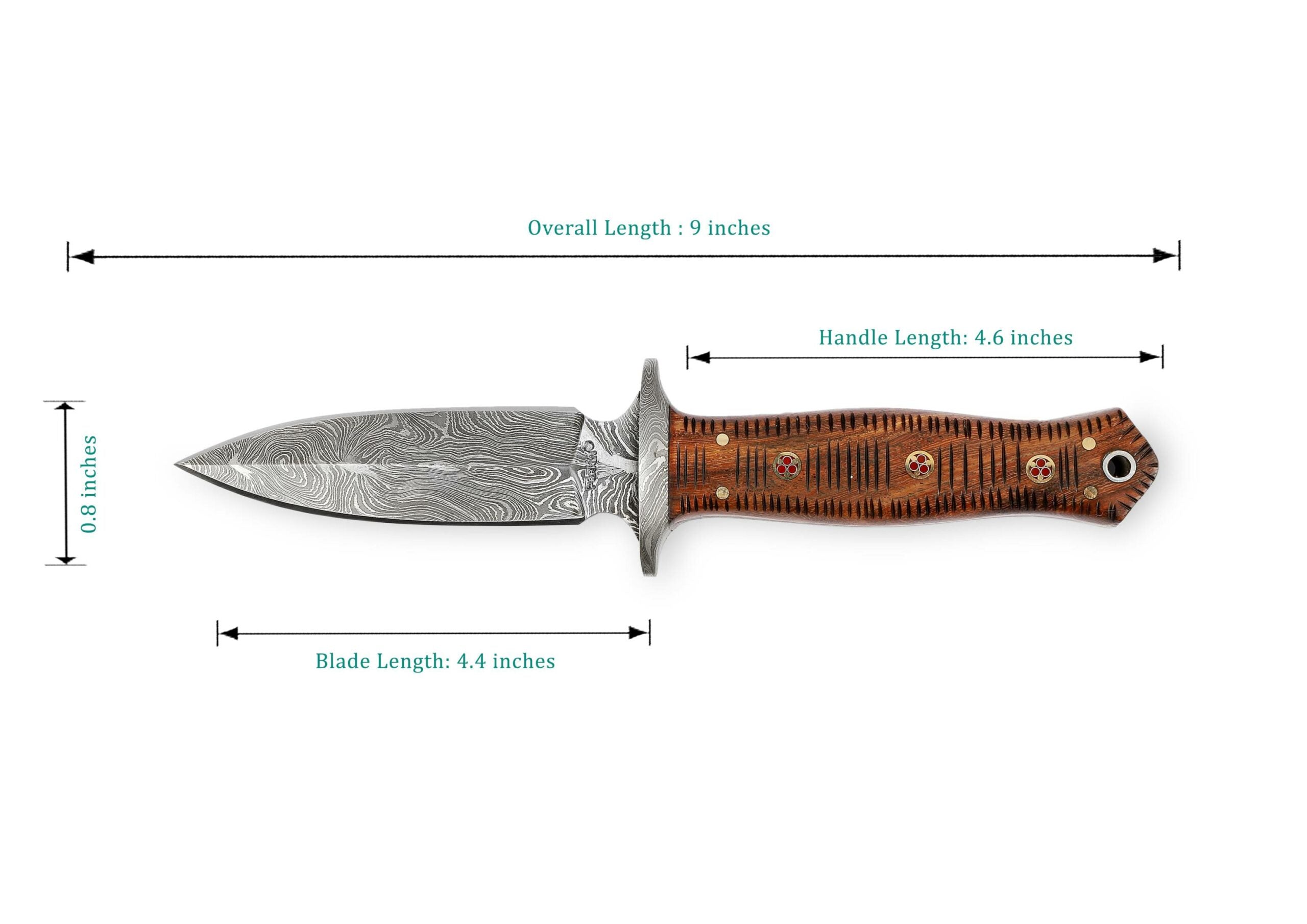 Fixed Blade Double Edge Hunting Knife with Leather Sheath