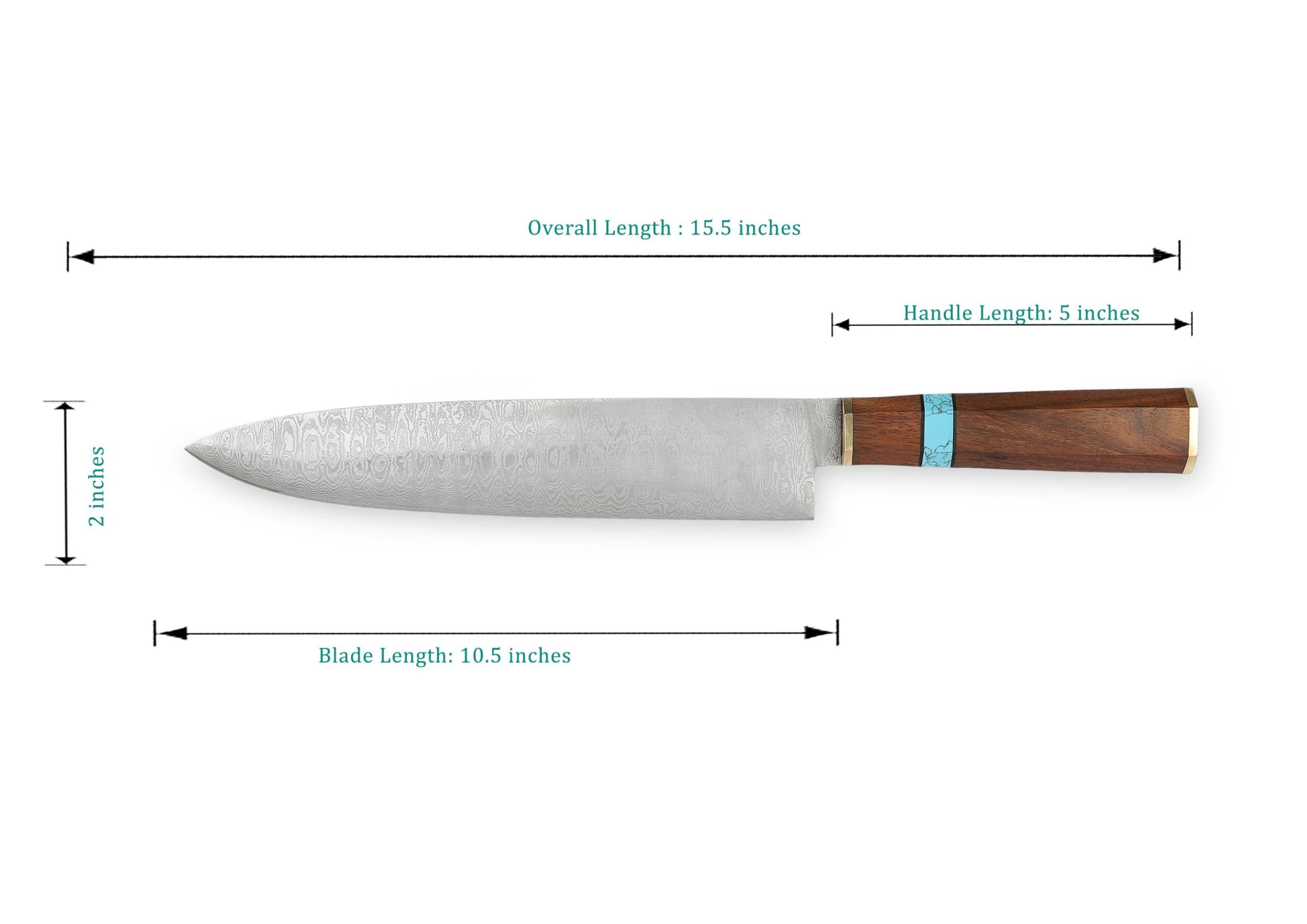15.5 Full Tang Damascus Steel Chef Knife