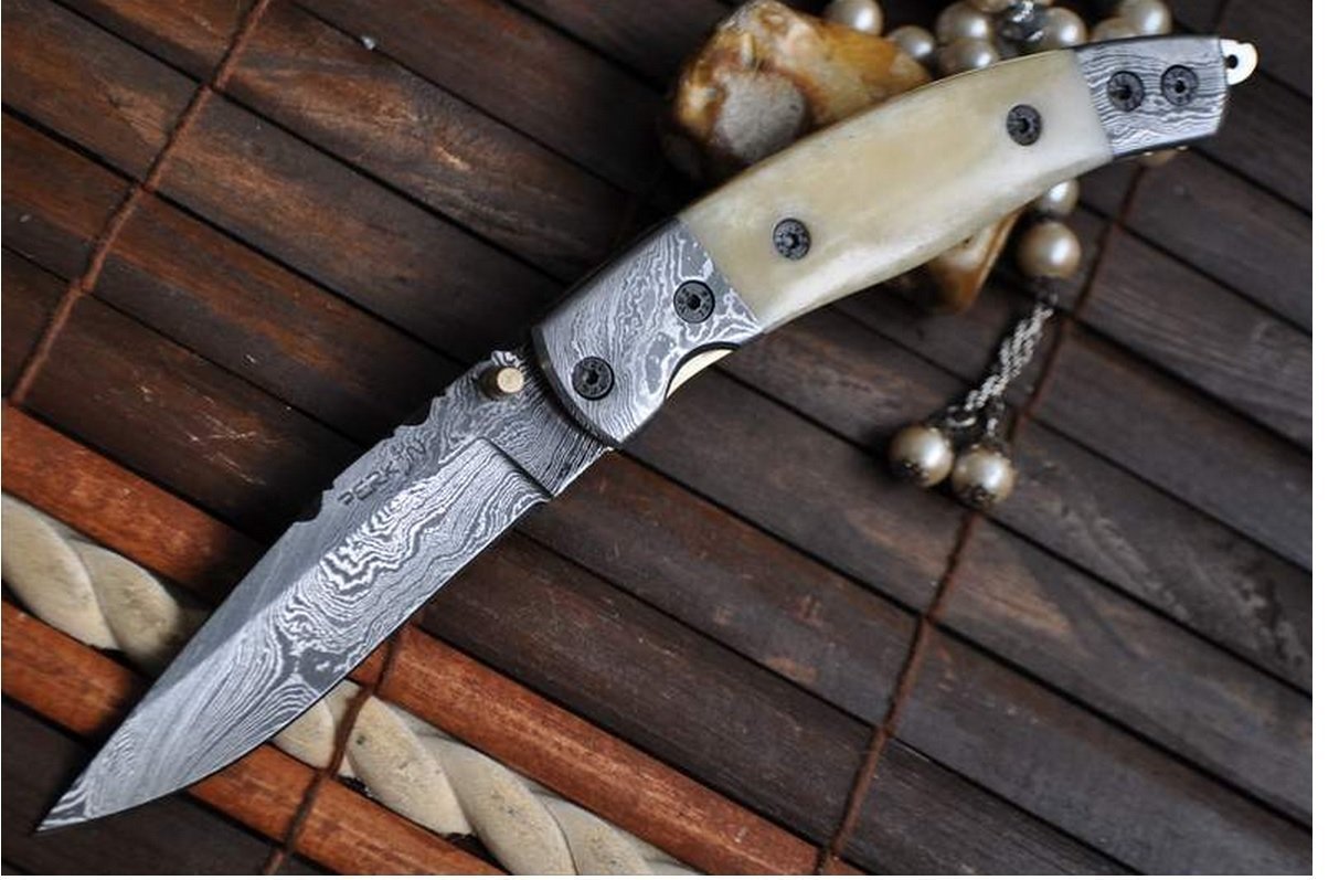 Handmade Damascus Folding Knife - Work of Art