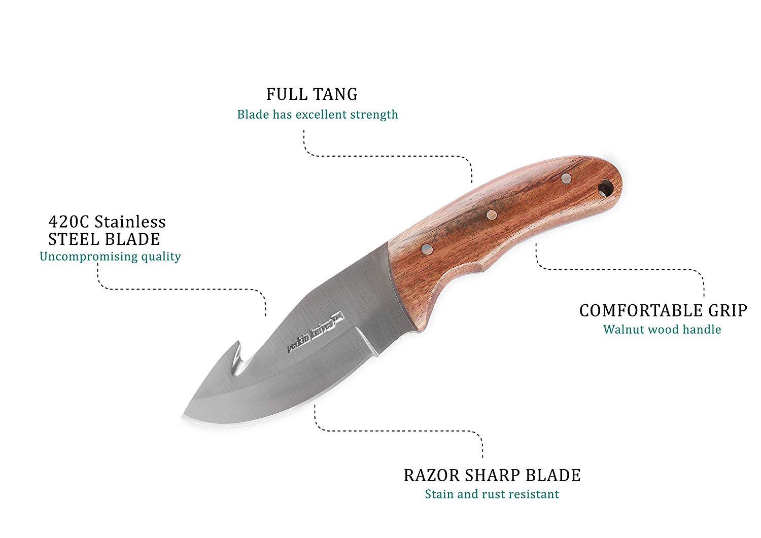 Perkin Knives GT703 Hunting Knife with Gut Hook - Perkin