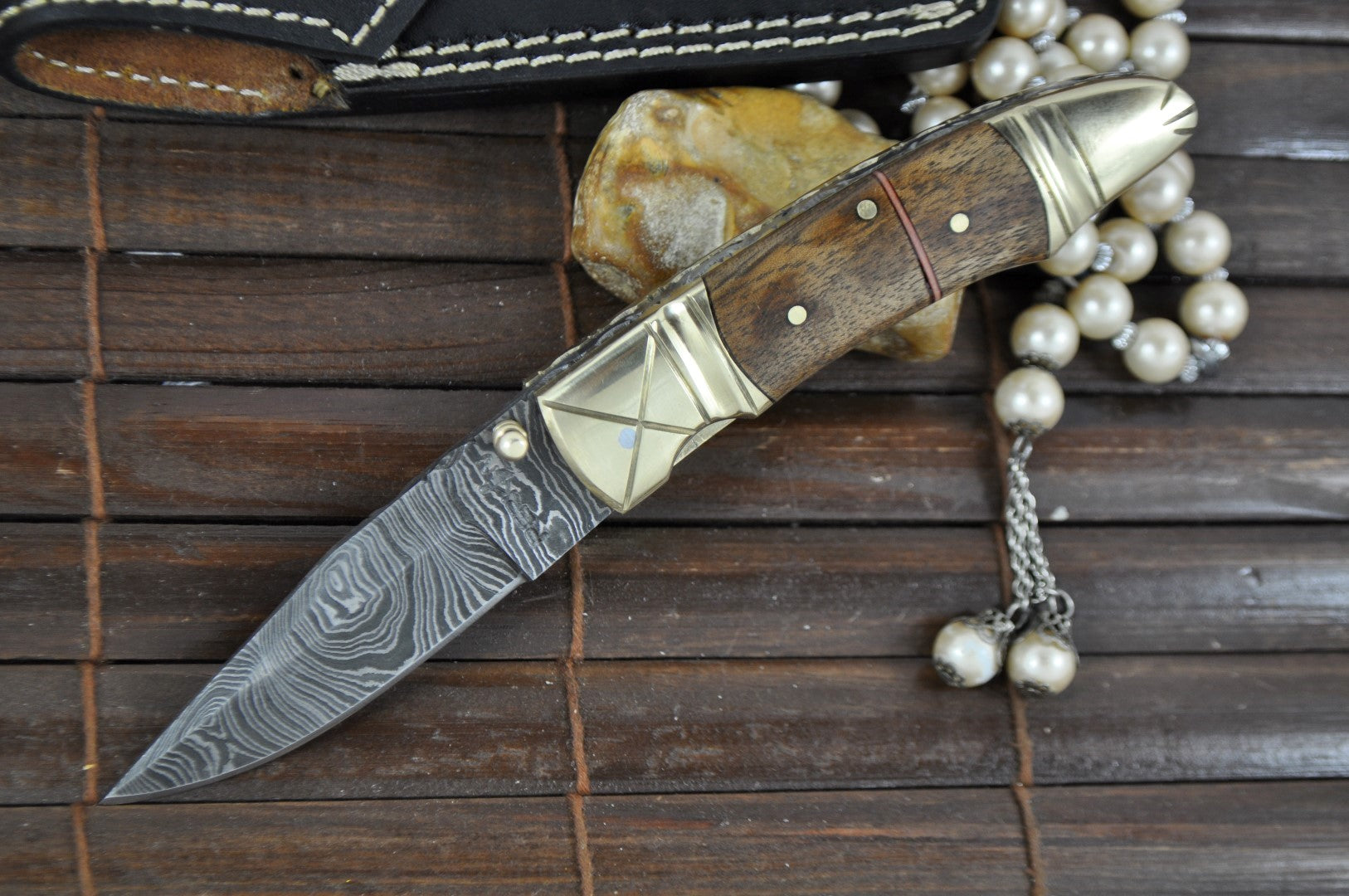 Perkin - Custom Handmade Damascus Folding Knife - Beautiful Pocket Knife - OQ