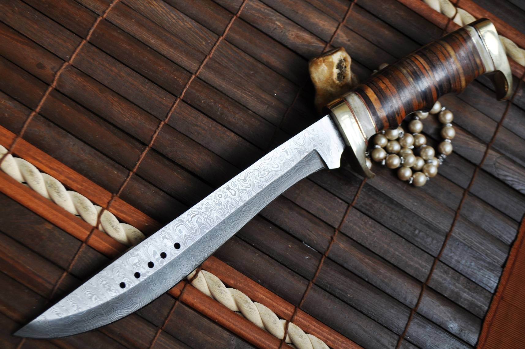 Handmade Damascus Hunting Knife - Mini Sword
