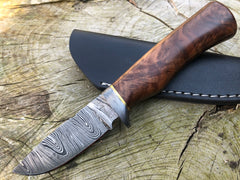 Perkin 7.5 Inches Damascus Steel Knife Hunting Knife with Sheath SK600