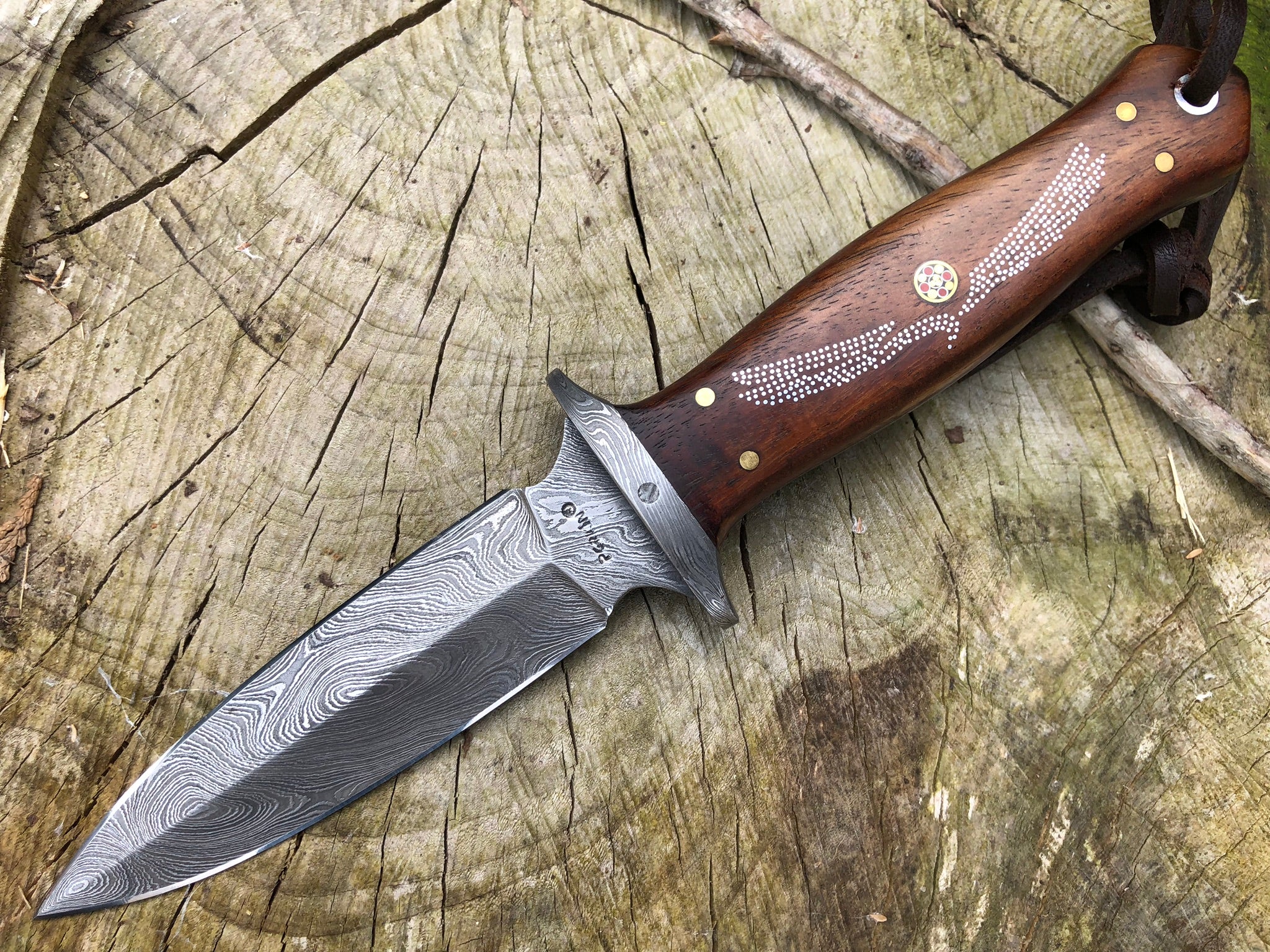 9 Inches Double Edge Damascus Hunting Knife