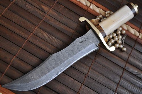 Handmade Damascus Hunting Knife - Massive Bowie Knife