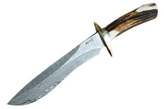 Handmade Damascus Hunting Bowie Knife With Sheath