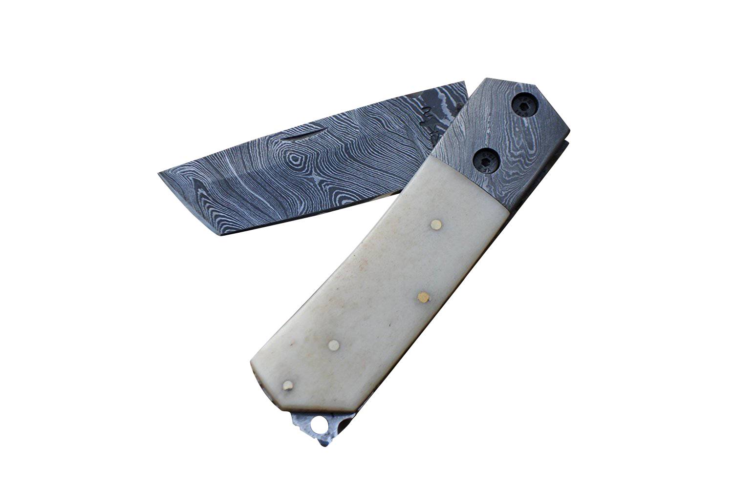 Damascus Steel Folding Knife - Pocket knife-Tanto blade