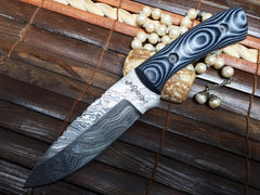 Handcrafted Damascus Hunting Knife with Micarta Handle