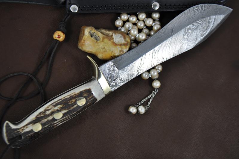 Custom Made Damascus Bowie Knife