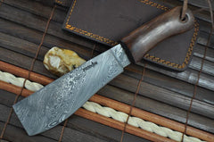 Custom Made Handmade Damascus Hunting Knife - Machete Work Of Art