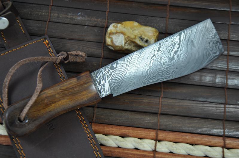Custom Made Handmade Damascus Hunting Knife - Machete Work Of Art