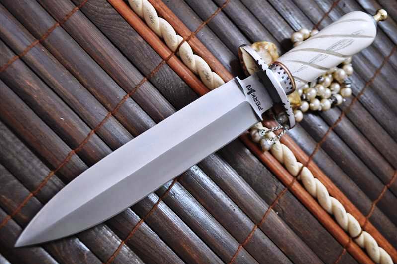 Handcrafted Double Edge Hunting Knife with 440c Steel & Bone Handle