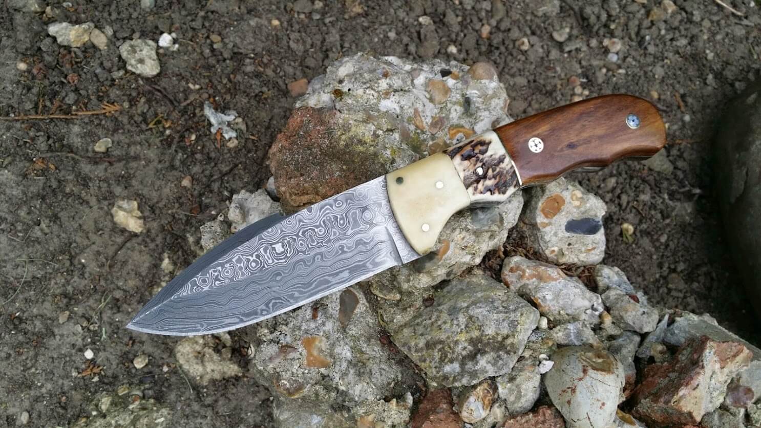 Handmade Damascus Bushcraft Knife - BT14