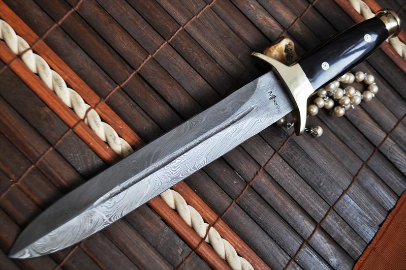 Handmade Damascus Double Edge Mini Sword