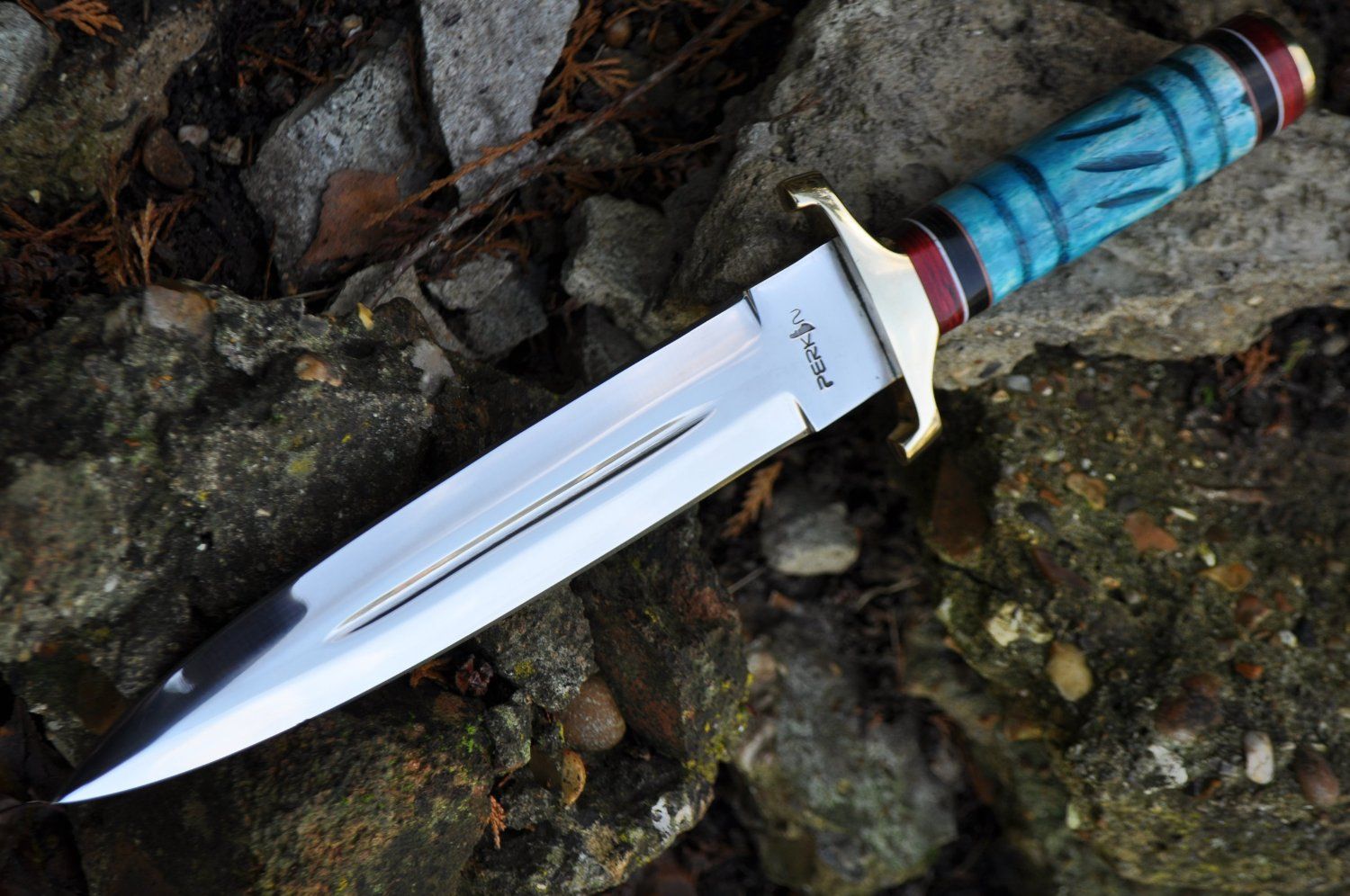 Double Edge Handmade Hunting Knife with 440C Blade & Natural Bone Handle