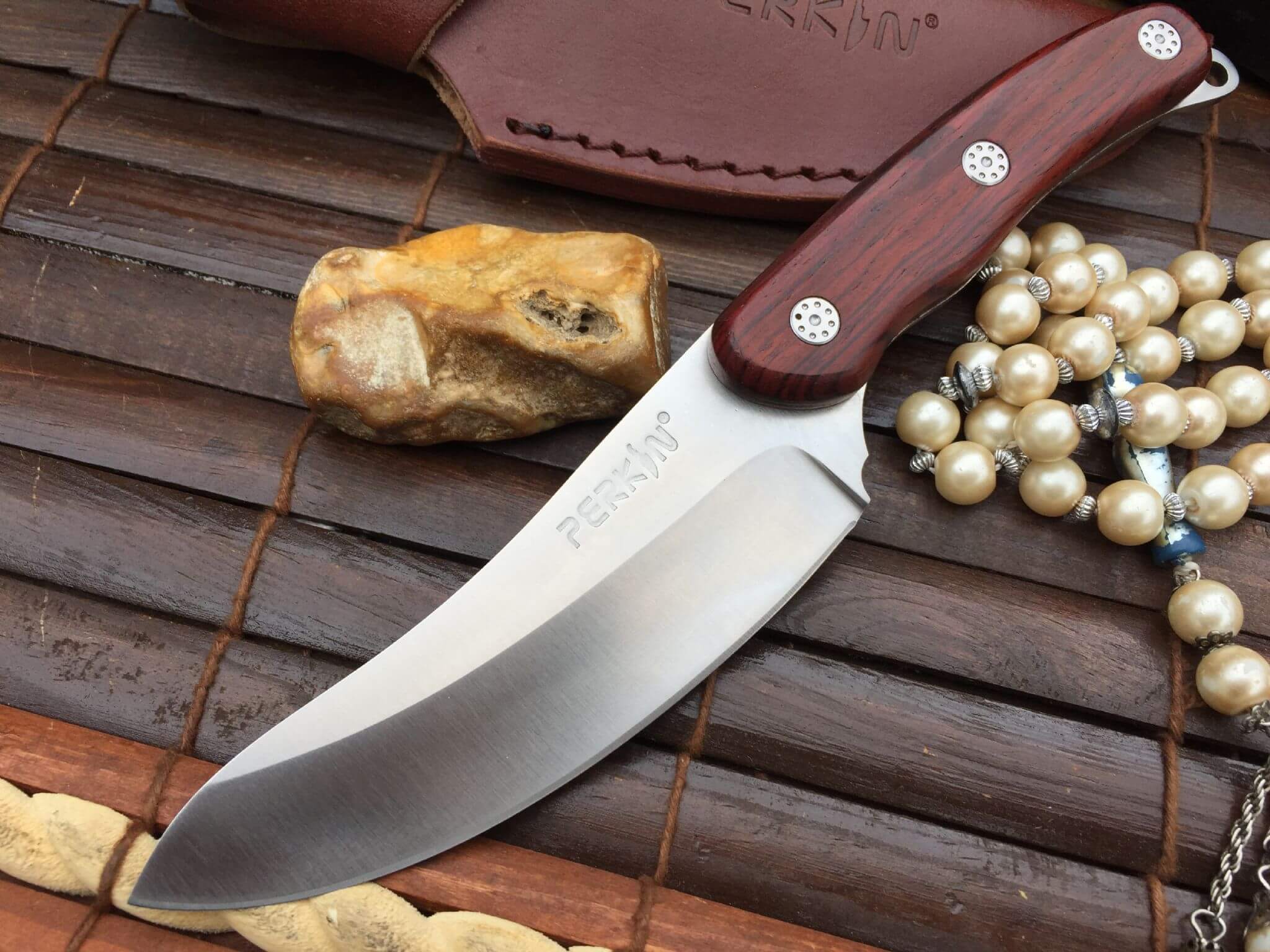 Hunting Bushcraft Knife with Cocobolo Wood Handle